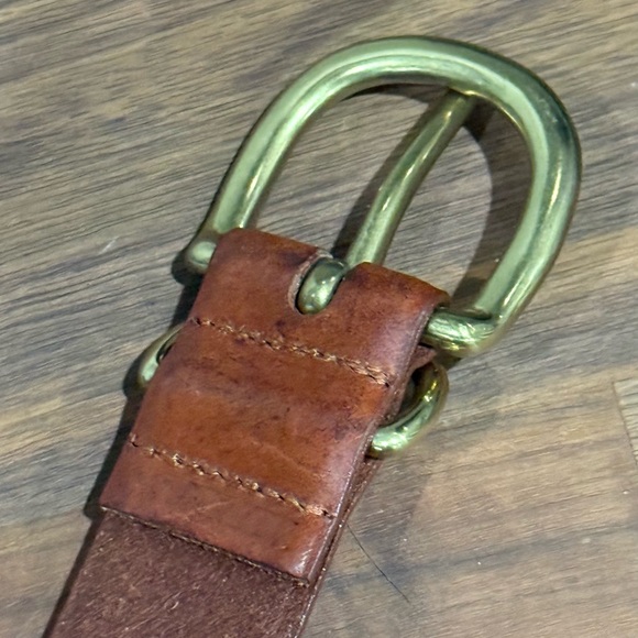 Vintage Donna Katz Brown Leather Belt with Gold Buckle - Picture 4 of 5